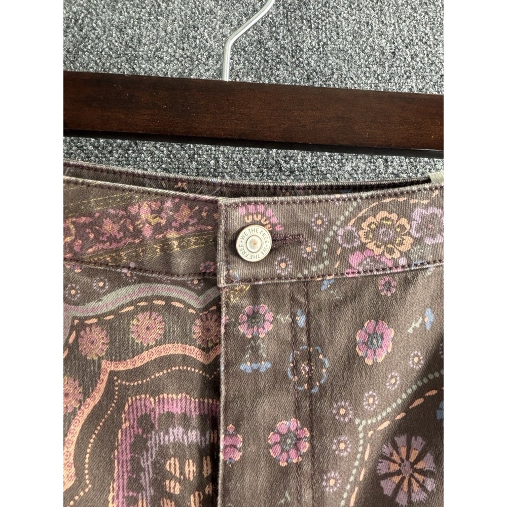NWT Free People Just Float On Super Flare Stretch Pink Paisley Jeans Bell Bottom - Picture 4 of 10